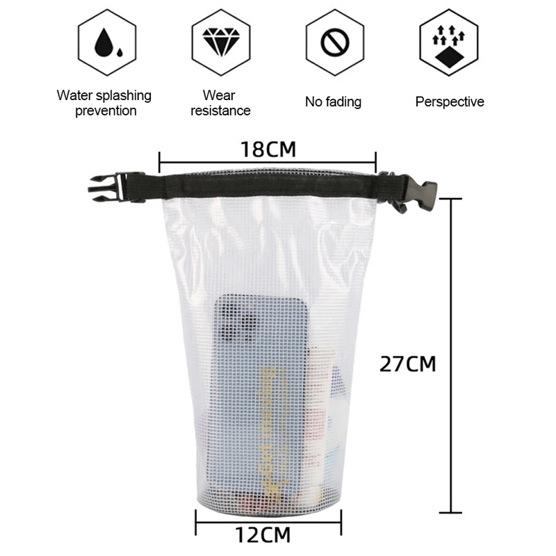 2L Drifting PVC Mesh Bags Outdoor Swimming Dry Bag Lightweight Waterproof Phone Pouch Floating Boating Kayaking Camping Bags