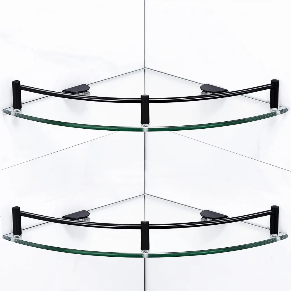 

Угловая душевая кабина для ванной комнаты, 9,5-дюймовые полки для ванной комнаты из закаленного стекла, настенные, 2-уровневый прозрачный органайзер для душа и хранение