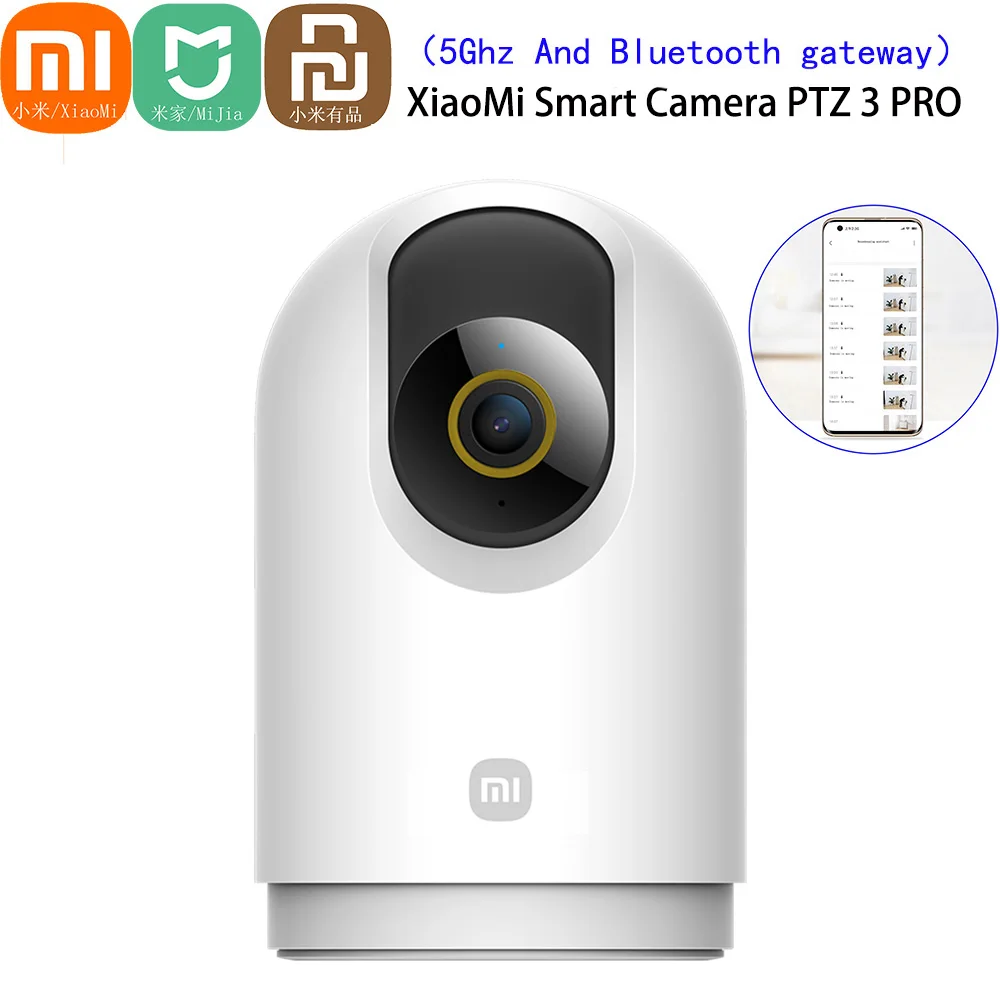Оригинальная умная угловая камера Xiaomi Mijia 360 PTZ 3 Pro, шлюз и двухчастотная Wi-Fi IP-веб-камера 2,4/5 ГГц, монитор безопасности для детей