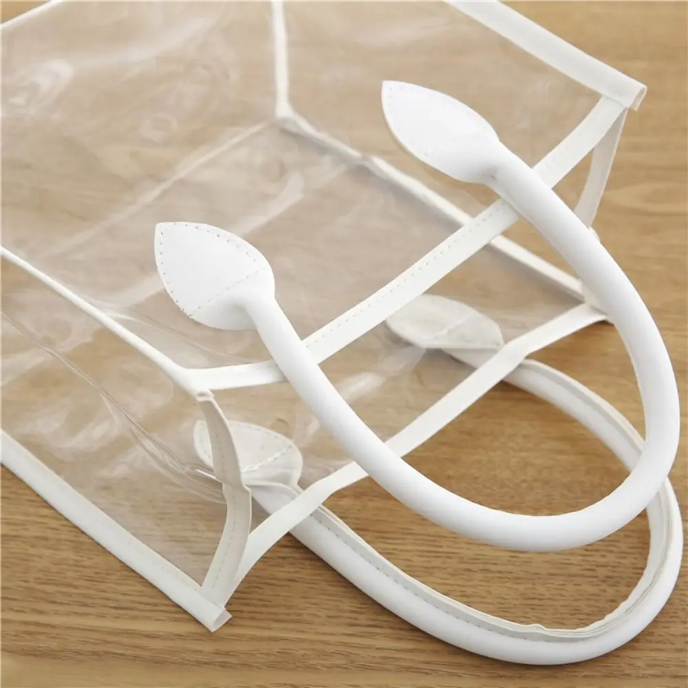 

Waterproof Transparent Gift Bag Large Capacity Lightweight Women Shopping Bags with PU Handle Portable Clear PVC Handbag Women