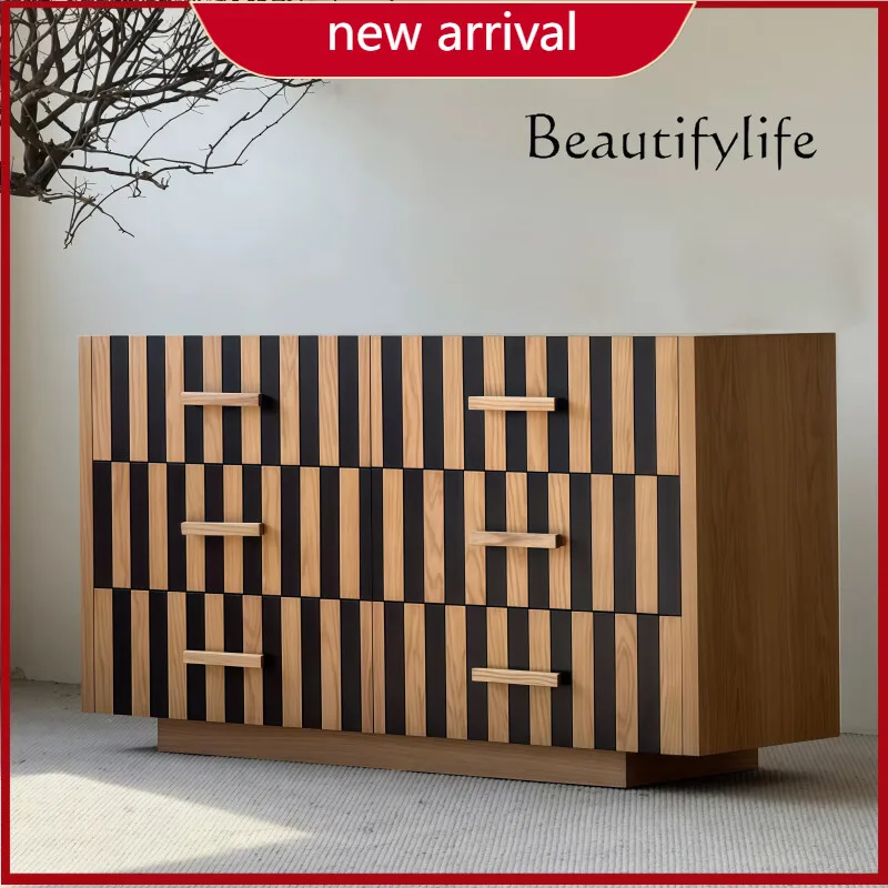 

Wi Medieval Creative Solid Wood Locker Household Living Room Against Wall Dining Side Cabinet Entry Decoration Entrance Cabinet