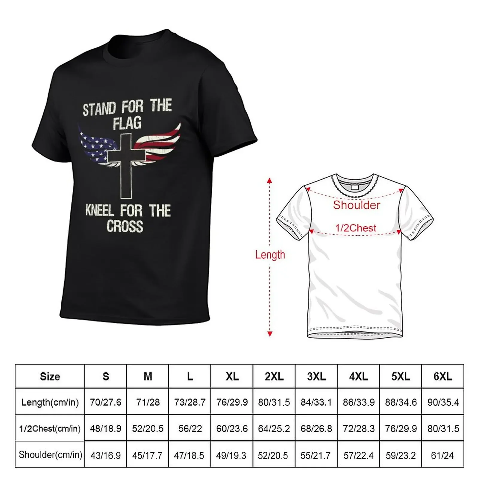 Stand For The Flag, Kneel For The Cross - Patriotic USA T-Shirt oversized graphic tee quick-drying workout shirts for men