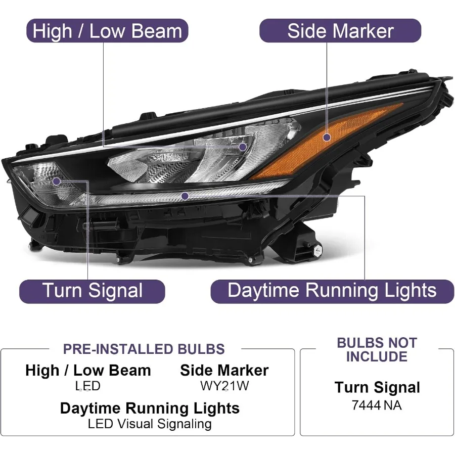 مجموعة مصابيح أمامية متوافقة مع 20202023 تويوتا هايلاندر لتركيب الجانب الأيسر، رأس بديل LED عالي السطوع #2
