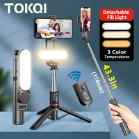 L15 Selfie Stick Foldable Mini Tripod Photo Live with Fill Light Wireless Bluetooth Remote Shutter For IOS Android Smartphones