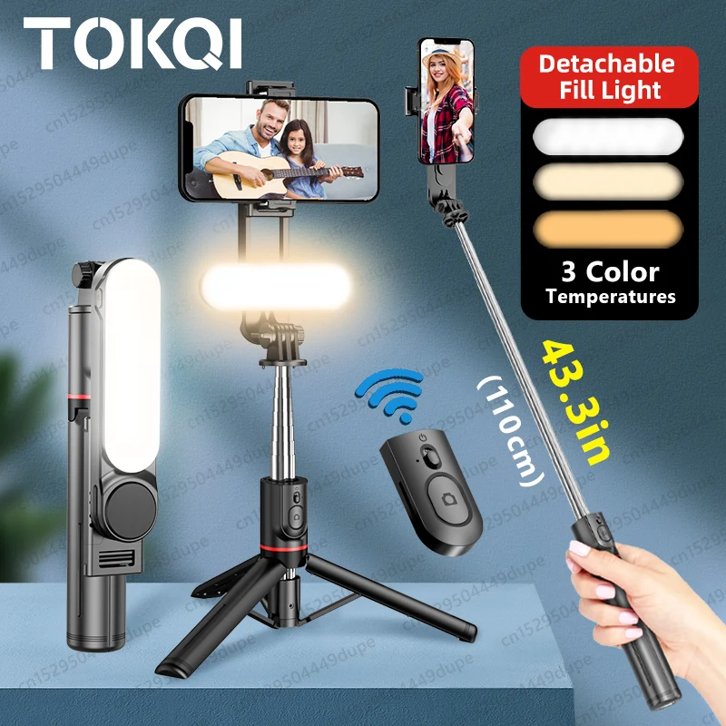 L15 Selfie Stick Foldable Mini Tripod Photo Live with Fill Light Wireless Bluetooth Remote Shutter For IOS Android Smartphones