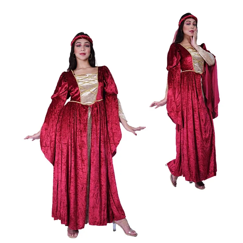 زي فستان الأميرة الملكة في العصور الوسطى للسيدات البالغات، زي الأميرة الأوروبية القديمة، زي حفلات أداء المسرح