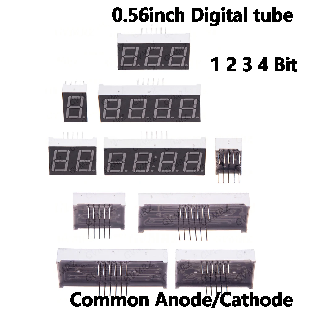 0.56inch Digital tube Common AnodeCathode Red 1 2 3 4 Bit digital Tube LED Display 7 segment 0.56 4bit Cathode/Anode 1bit