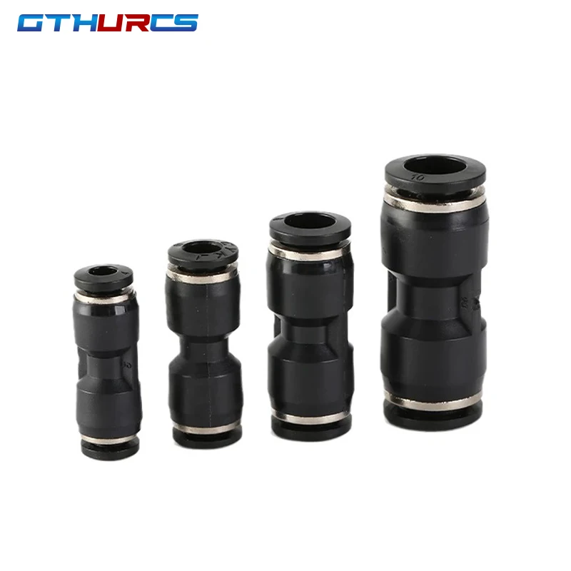 30/40/50/60/70pcs High Quality Pneumatic Fitting Black Straight Push Plastic Connector 6/8/10/12mm Trachea Connector PU