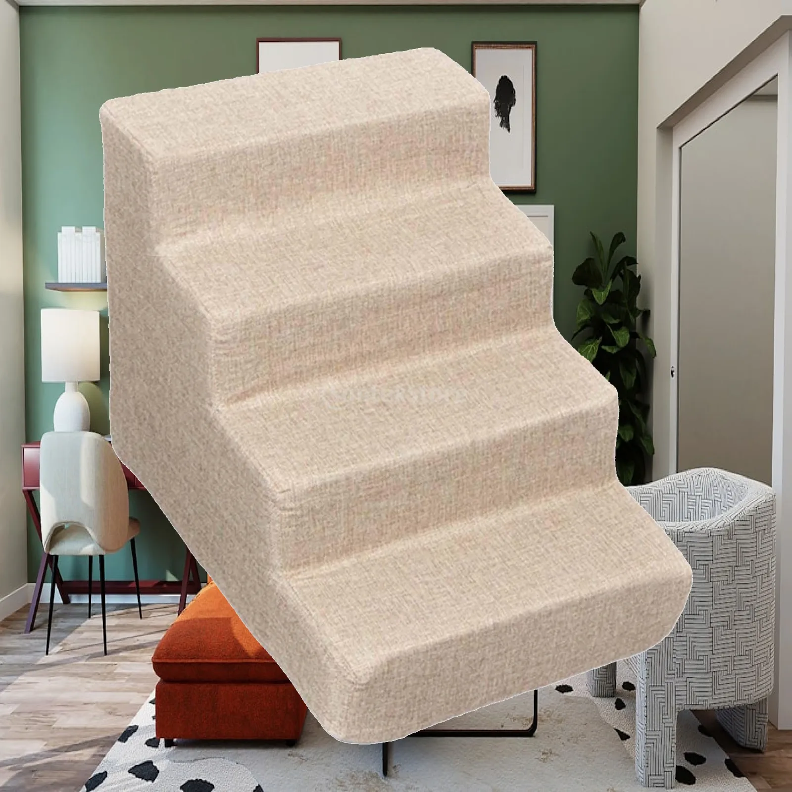 Dog Ramp Lightweight Machine Washable Cover Soft Sturdy Indoor Outdoor Use Stable Gentle Slope Shape Pet Steps Anti Slip