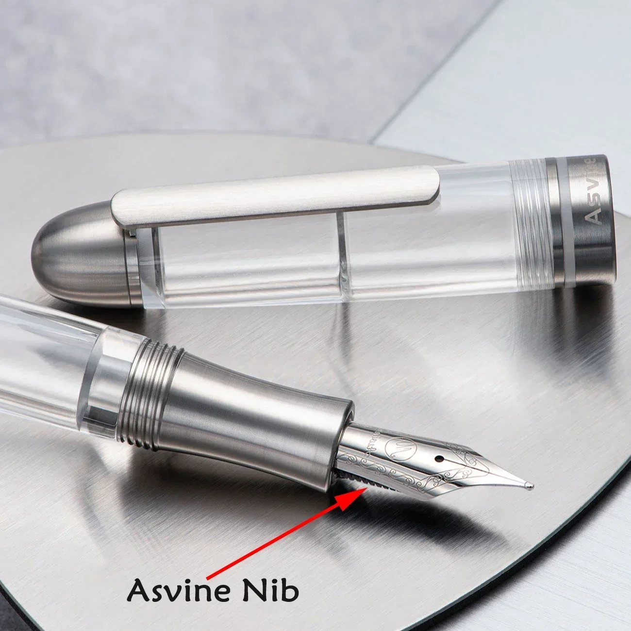 Imagem -06 - Asvine P36 Piston Filling Fountain Pen Nib ef f m Titânio e Acrílico Escrita Suave Caneta Presente de Escritório