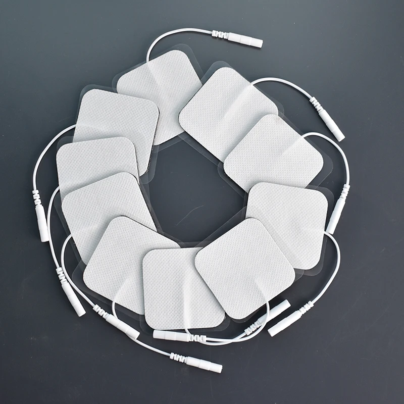 20/50/100Pcs 5x5cm Ems Nerve Muscle Stimulator Electrode Pads Gel Electrode Pads Tens Electrodes Physiotherapy Machine 2mm Plug
