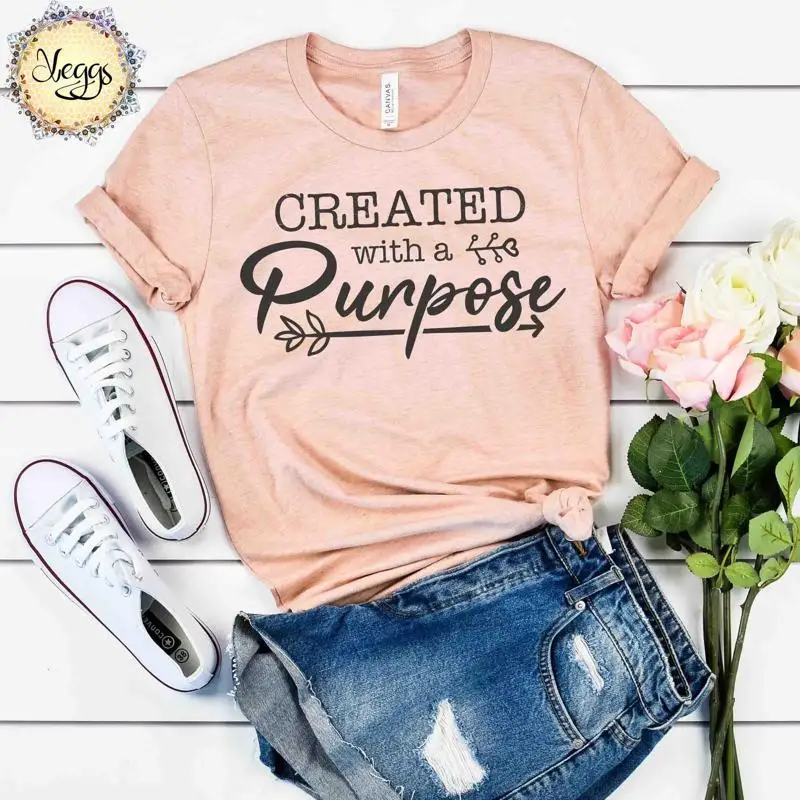 

Created With A Purpose Faith Based T Shirt Christian Woman Apparel Pastor