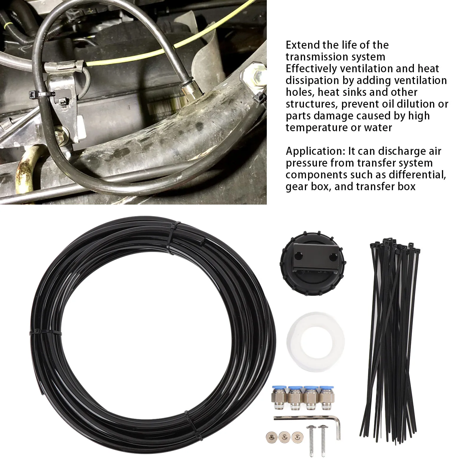 

Differential Breather Kit Improve Ventilation Effect Remove Air Pressure 170112 Transfer Case Breather Kit for Transfer System