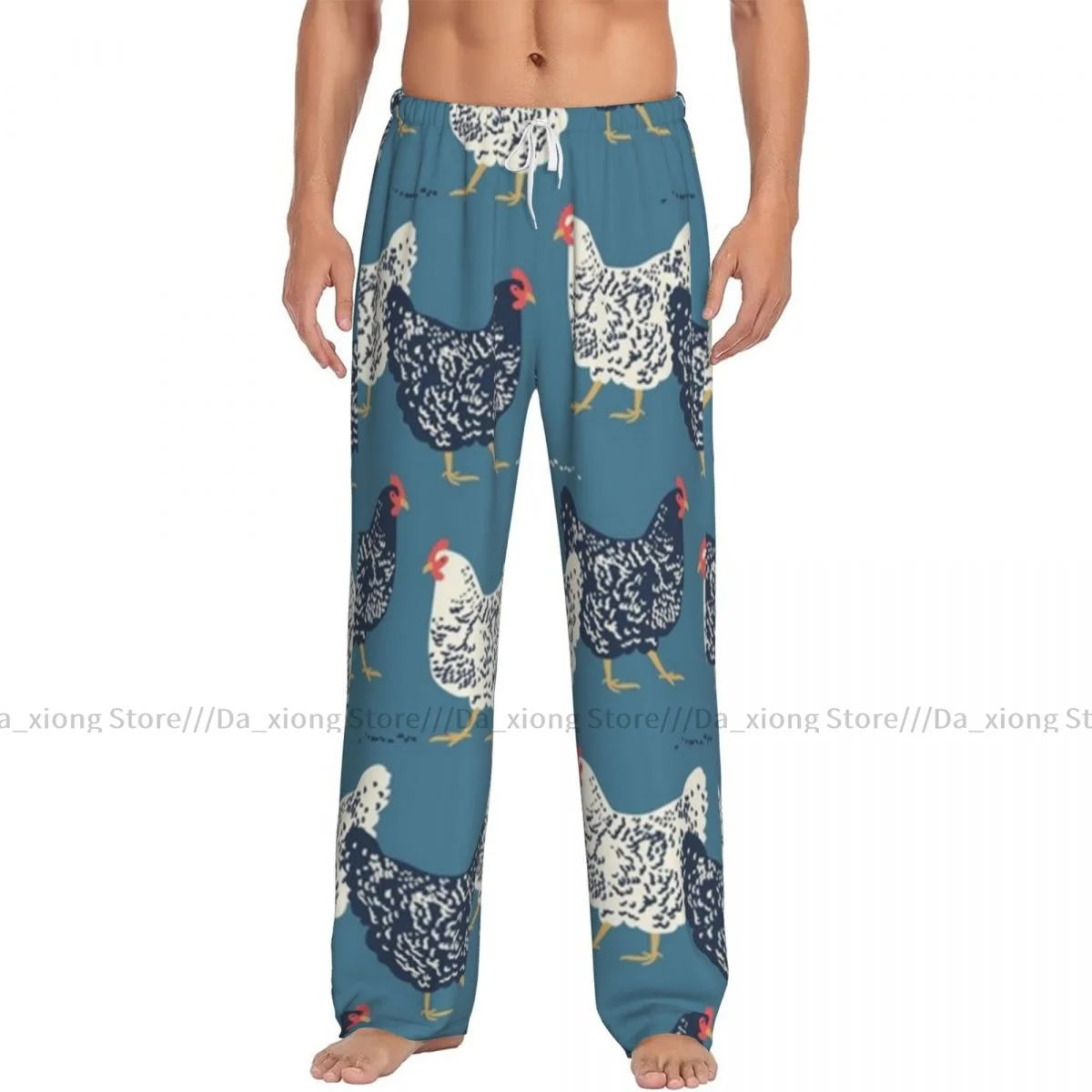 Men Sleep Bottoms Male Lounge Trousers Men's Vintage Chicken Print Pajama Pants