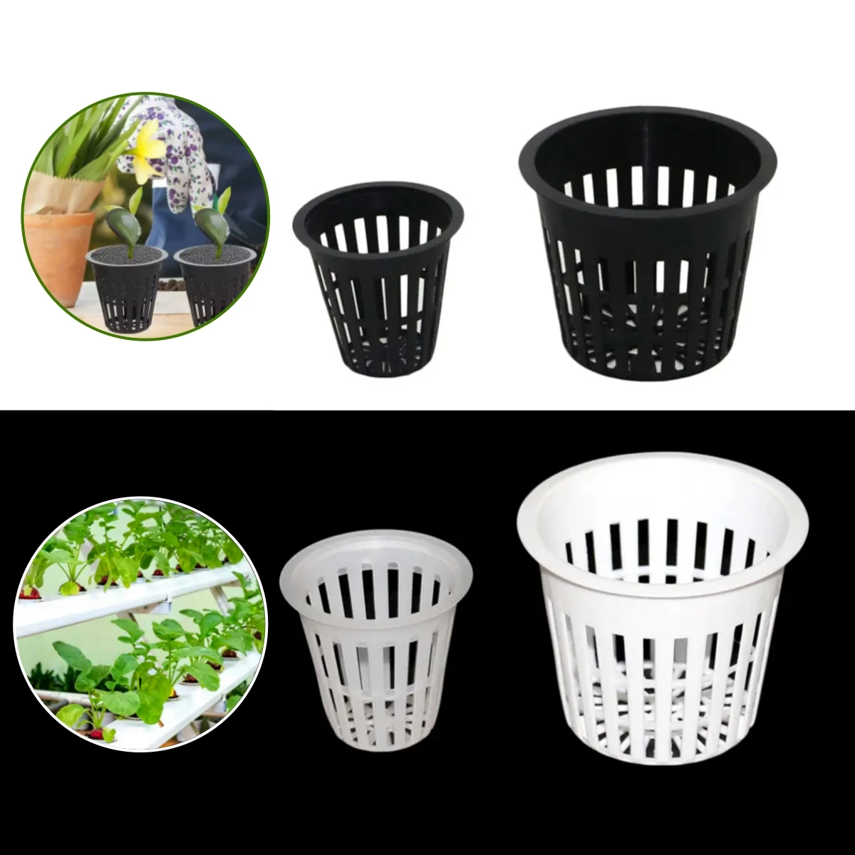 10Pcs Hydroponics Plant Nursery Mesh Cup Garden Soilless Flower Vegetable Plant Cultivation Seeding Plastic Slot Basket 2 Sizes