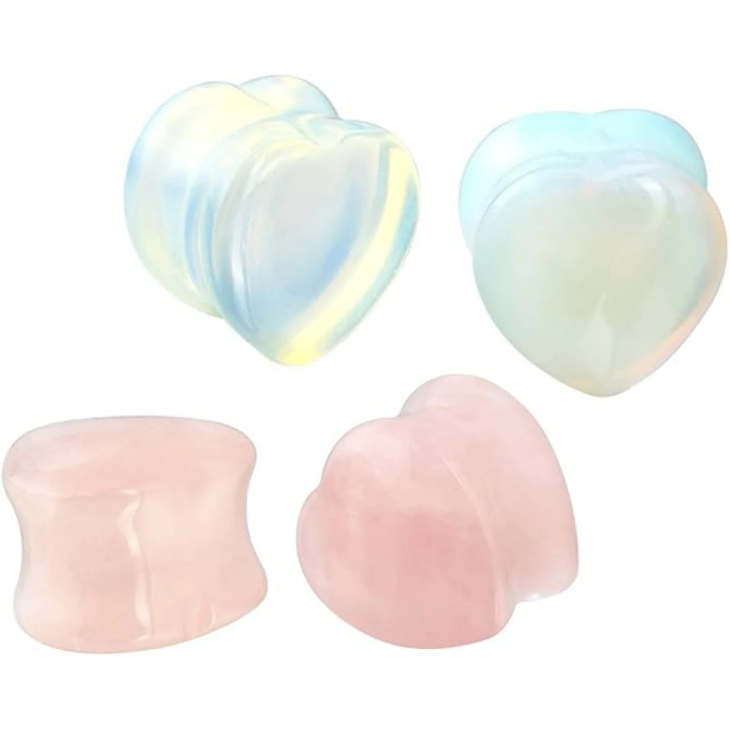 1Pair Heart Shaped Stone Double Flared Ear Tunnels Plugs Stretcher Expander Kit Gauge