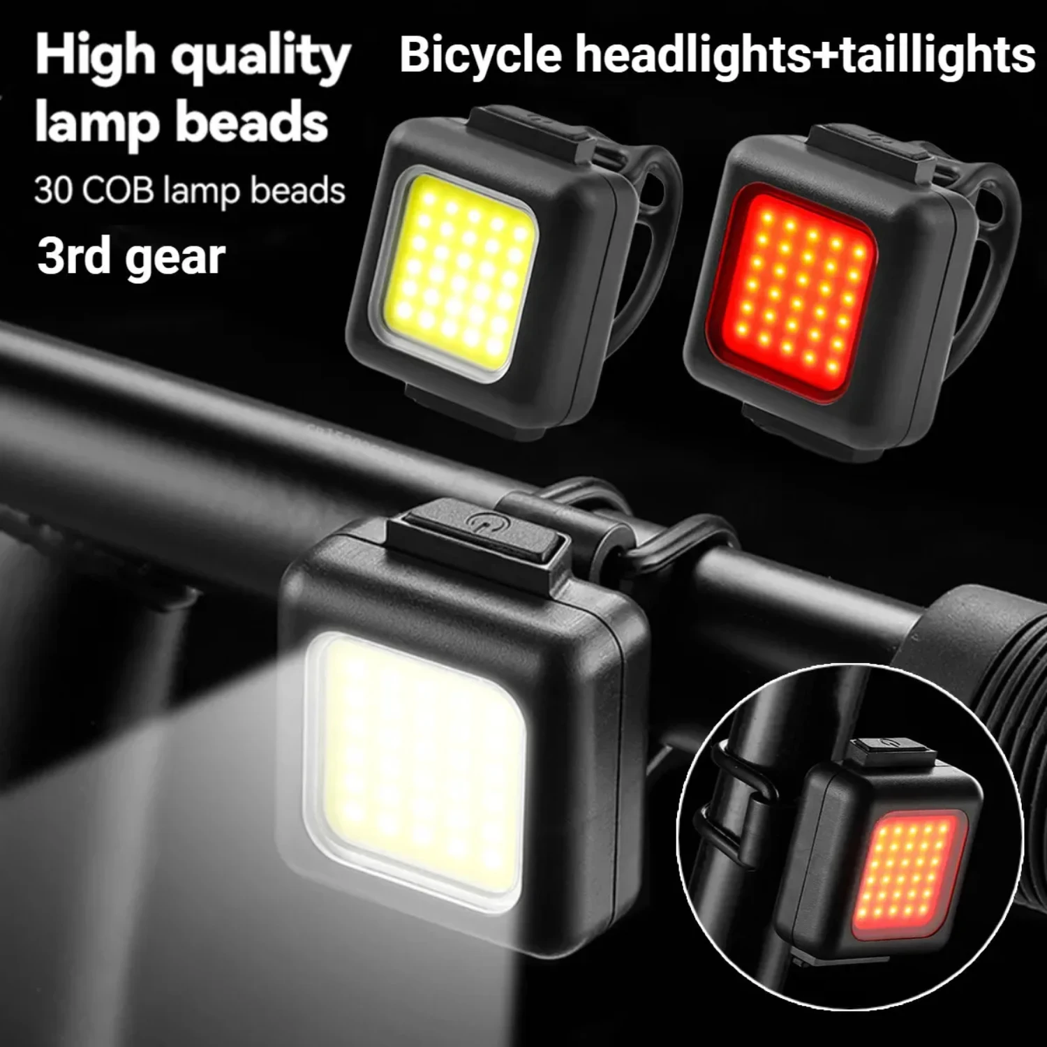 

Rechargeable Bike Lights Bike Front Lights Rear Lamp Taillight Waterproof COB Warning Cycling Light Bicycle Accessories
