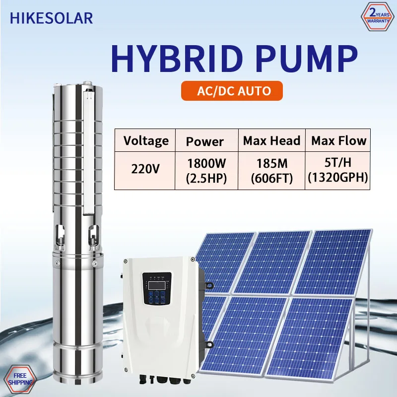 Hybrid Solar Water Pump AC/DC Auto-Switch Solar Deep Well Pump MPPT CONTROLLER 4