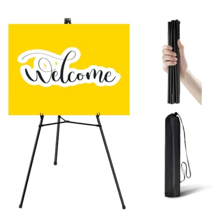 

Подставка-мольберт для вывесок - 63-дюймовый напольный мольберт для свадебных вывесок и плакатов - Легкий портативный напольный мольберт для картин - Регулируемый