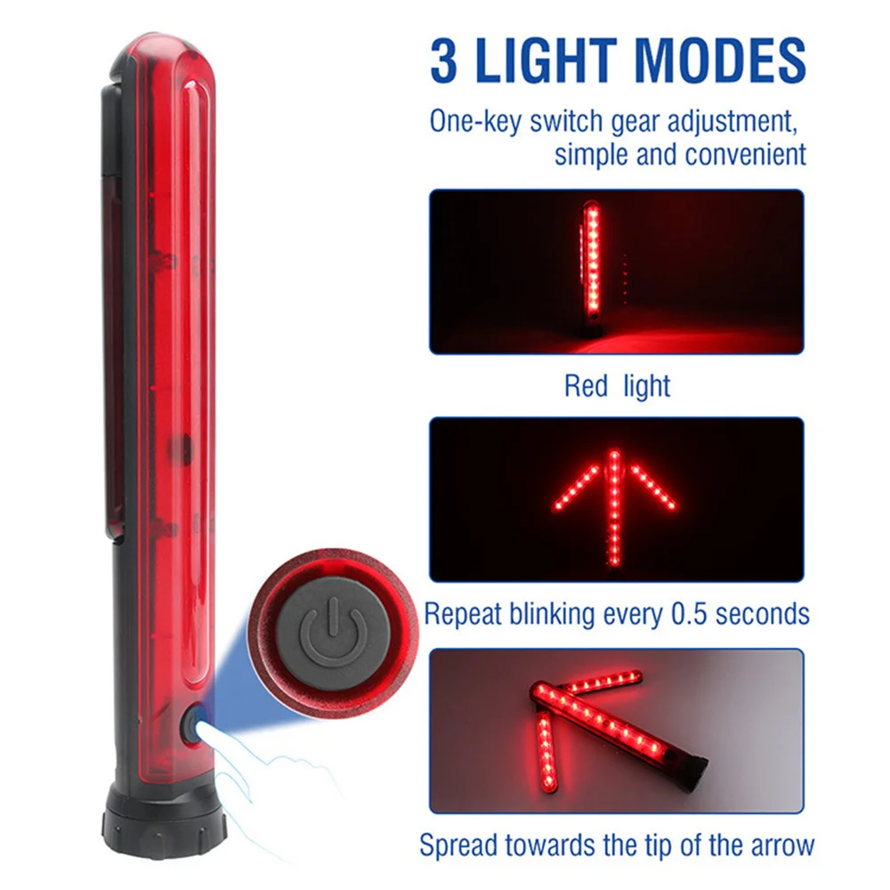 LED Emergência Roadside Flares Light, Foldable Seta de Segurança Bar Luz, Suporte Magnético, Sinal de Aviso, SOS Lâmpadas, Lanterna USB