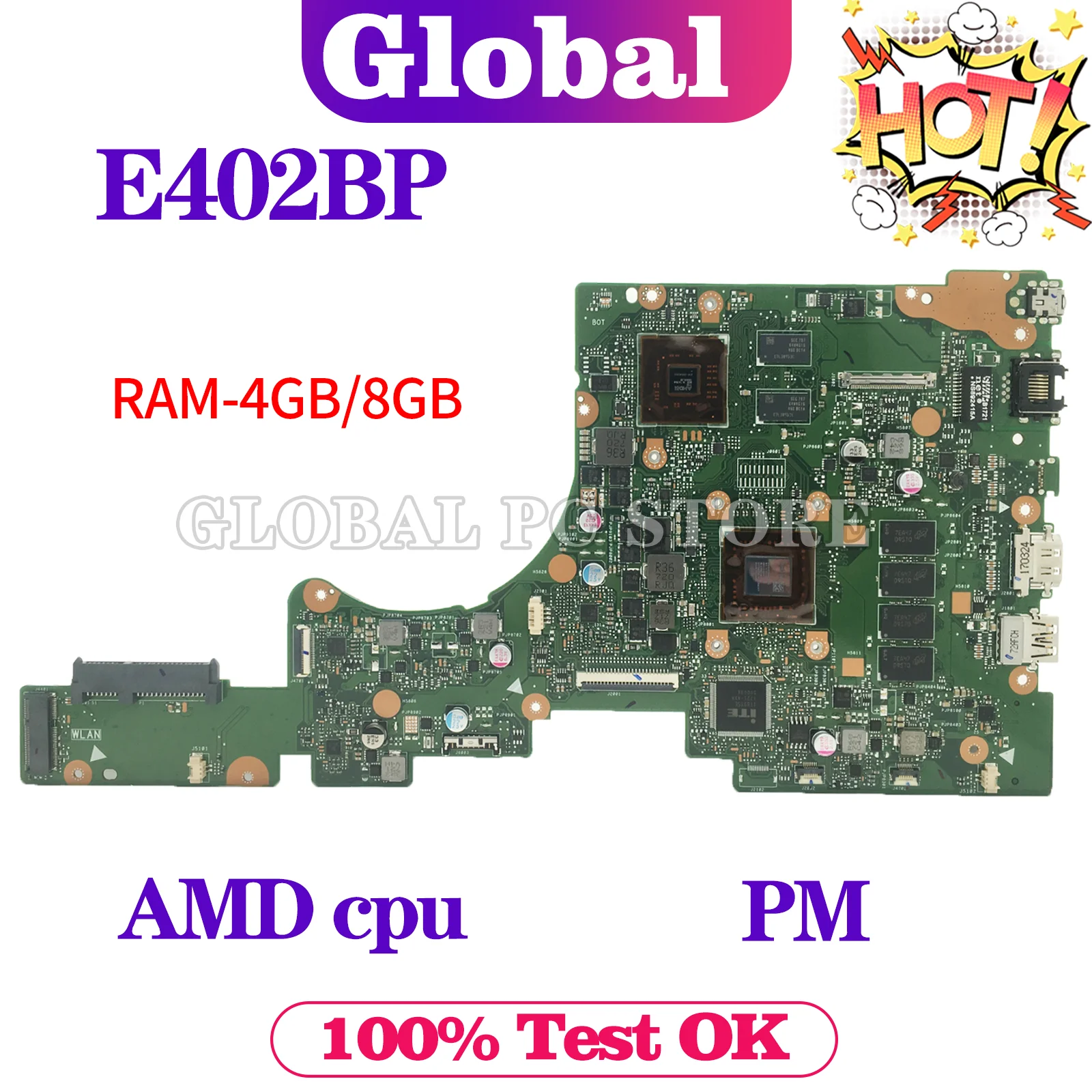 KEFU Mainboard For ASUS E402BA L402BA X402BP F402BA E402BP F402BP L402BP X402BA Laptop Motherboard AMD CPU 4GB/8GB-RAM UMA/PM