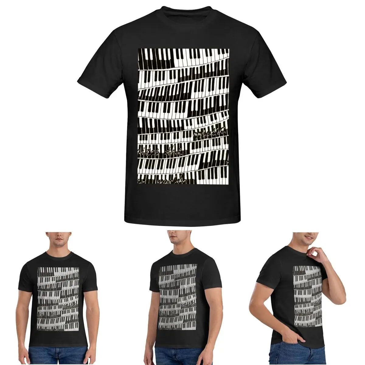 

Abstract Piano Keys With Musical Notes T-Shirt for Men Cotton T Shirts Men's Short Sleeve Round Neck Summer Clothes Tops S-6XL