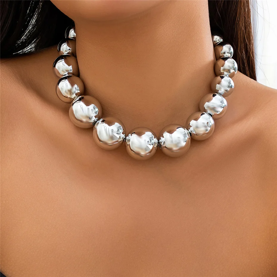 Übertriebene Goth Acryl CCB Big Ball Bead Kette Halskette für Frauen Punk Chunky Heavy Short Choker Grunge Schmuck Steampunk Männer – Detail 8