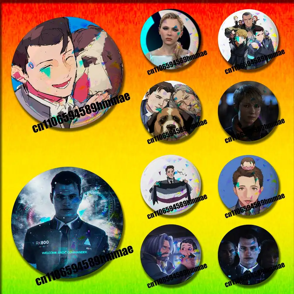 

For D-Detroit Become Human Emblem Round Pins Insignia Badge Case Clothes Hats 32mm Ornament Brooch Button