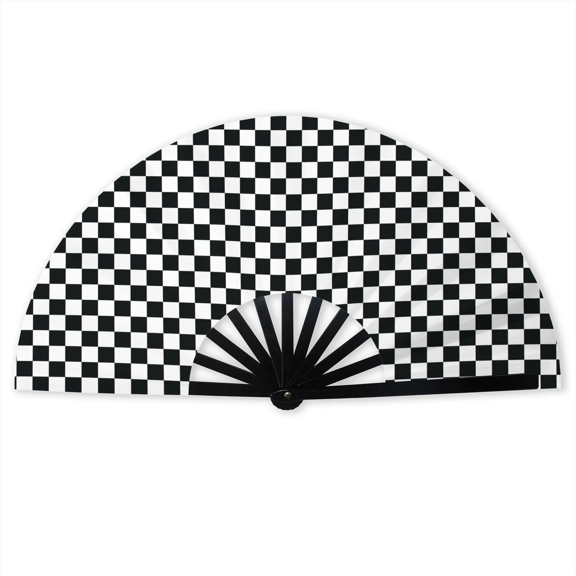 Personalised Black White Checkered Plaid Grid Promotional Gift Hand Fan Wedding  Durable Folding Fans Creative Bulk Pack Fan
