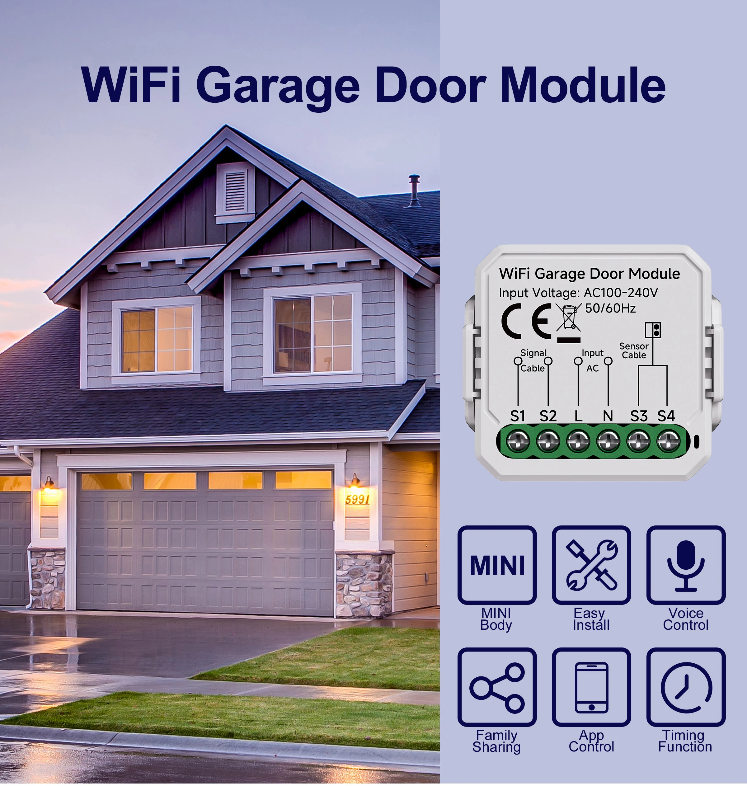 Moduł sterowania bramą garażową Tuya WiFi/Zigbee z aplikacją Smart Life, kompatybilny z Alice, Alexa i Google Home Assistant — zdjęcie produktu 5