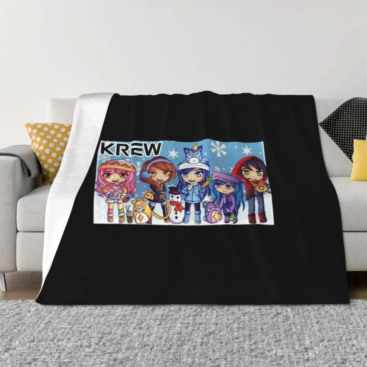 

the krew,Funneh Plushy on a scooter,itsfunneh Throw Blanket Plaid on the sofa wednesday warm for winter Heavy Blankets
