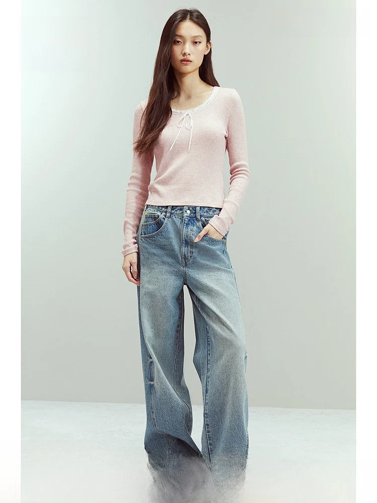 

Женская приталенная футболка H&M с длинным рукавом и круглым вырезом, с кружевной отделкой, весна 2025, стандартная длина, из вискозы, полиэстера, нейлона, с металлическим покрытием...