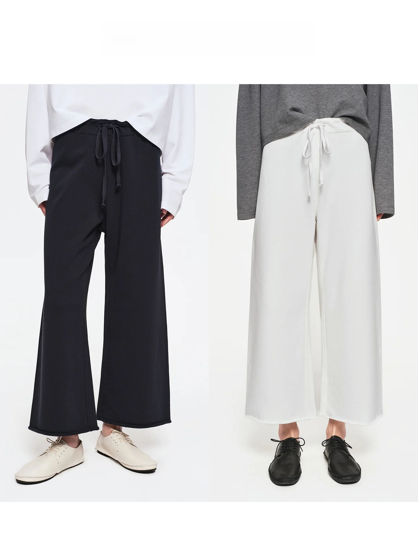 

Jaja Retro Cotton Feel Low Waist Wide Leg Casual Pants Ladies Fashion Spring Collection Drawstring Design Eighteen Length