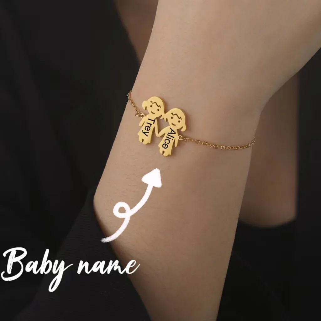 

Personalized Stainless Steel Baby Name Bracelet for Kids Children Custom Family Date Bangle Jewelry Bijoux Birthday Gift