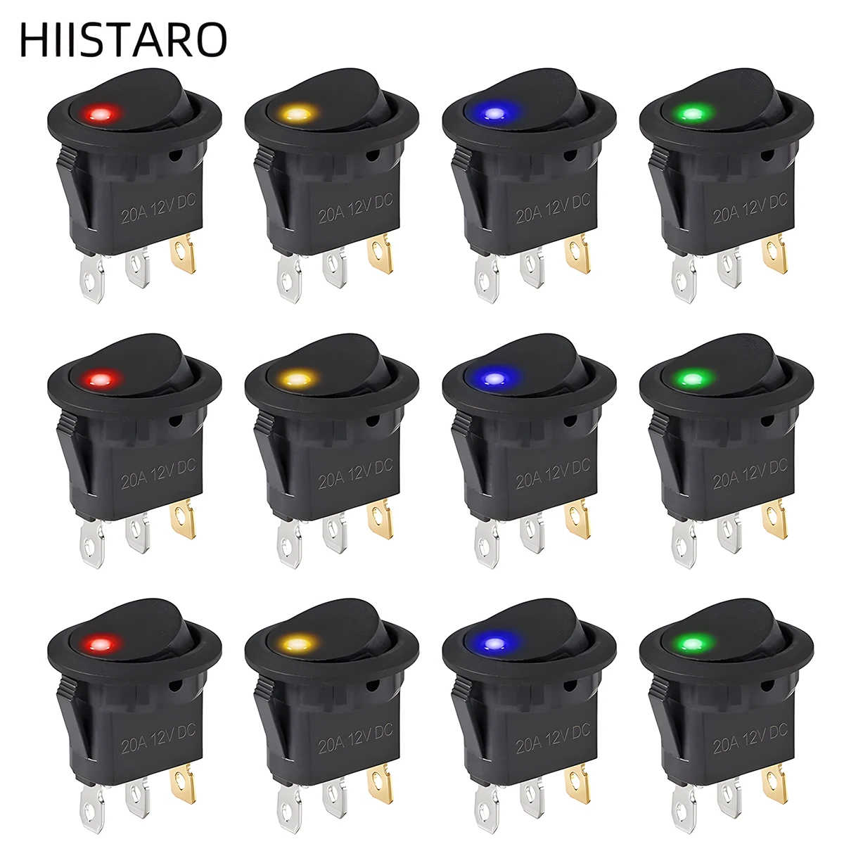 Rocker Switch Toggle 12v SPST 3 Pins 2 Position ON/Off Blue LED Light Illuminated Boat Switch