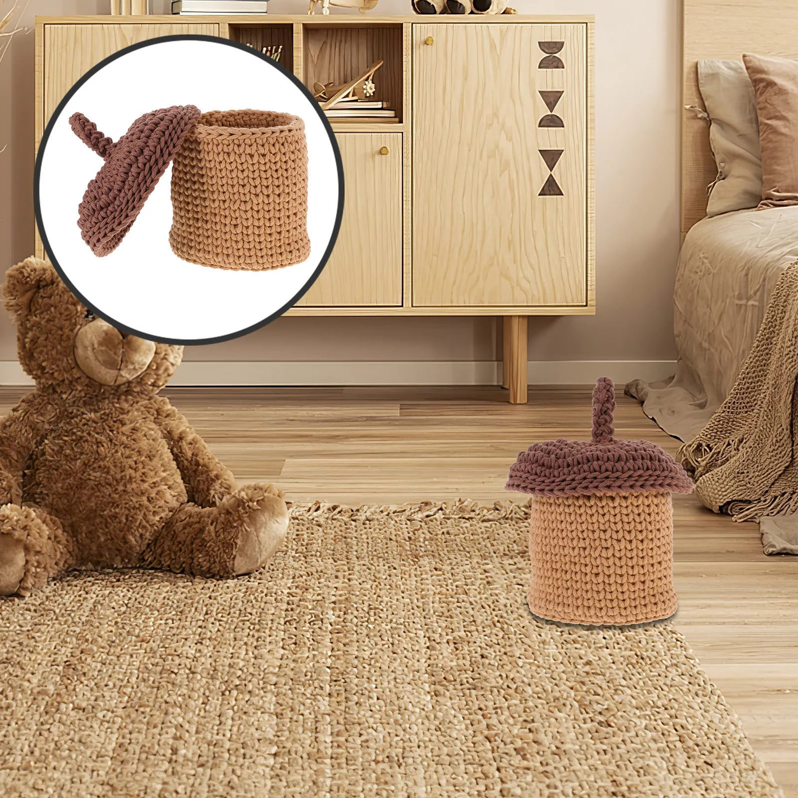 

Cotton Rope Woven Storage Basket Decorative Organizer Bedroom Desktop Sundry Holder Makeup Basket Snack Storage Holder