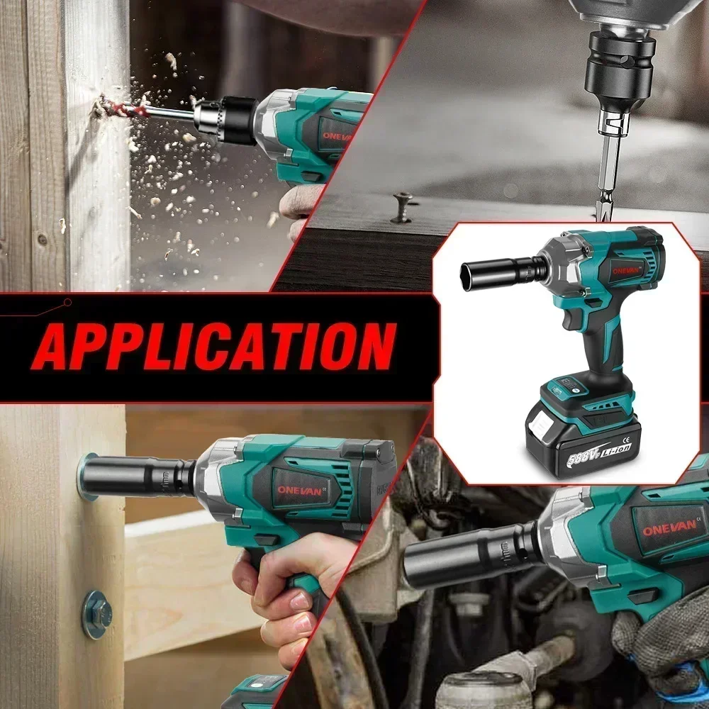 1200N.M Brushless Electric Impact Wrench 1/2 inch Cordless Screwdriver Electric Wrench Drill Power Tools for Makita 18V Battery