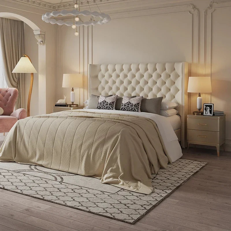 Bett Queen marco 150x200 marco De Cama crema viento nórdico lujo King Cama doble doble moderna iluminada 2 personas Camas De Dormitorio