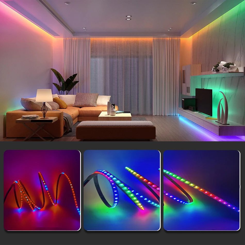 WS2812B RGB Led Strip Light 60 LEDS 200 LEDS 4mm Width PCB WS2812 Led Lights 2020 Individually Addressable DC5V