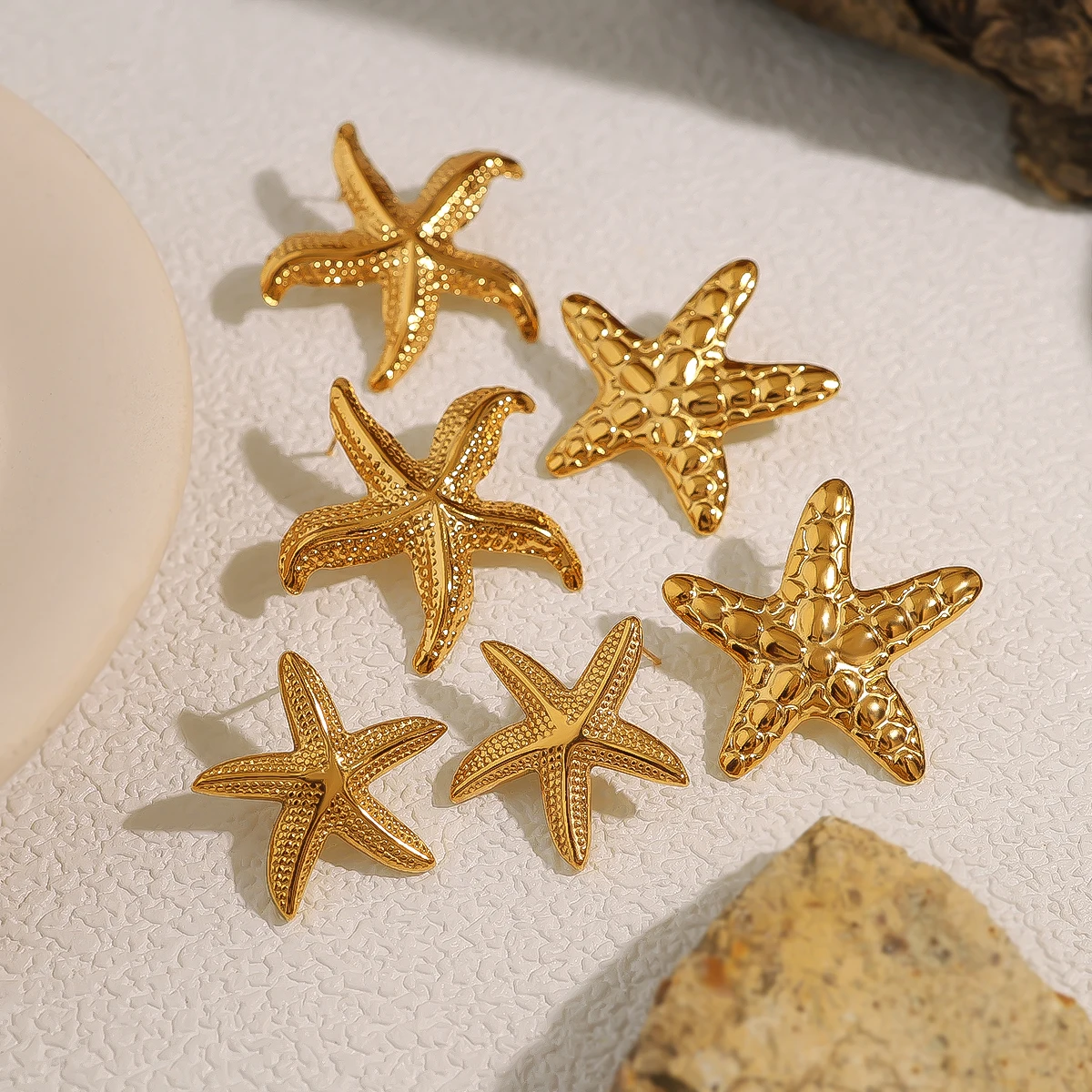 WILD & FREE 18K Gold Plated Stainless Steel Starfish Earrings for Women Creative Cute Fashion Trendy Waterproof Jewelry