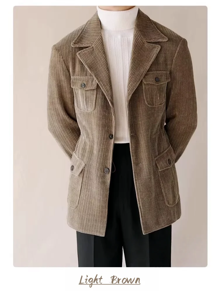 Giacche di velluto a coste per uomo Abiti da uomo eleganti Comodo abbigliamento da lavoro Blazer maschile Giacca da uomo di lusso Abiti da lavoro invernali Cappotto a costine