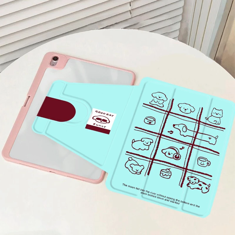 

360 Degree Rotation Smart Cover for Ipad Case 9th Generation IPad Air 5 Air 4 10.9 Ipad Air3 10.5 Twelve Grid Puppy 10th Funda