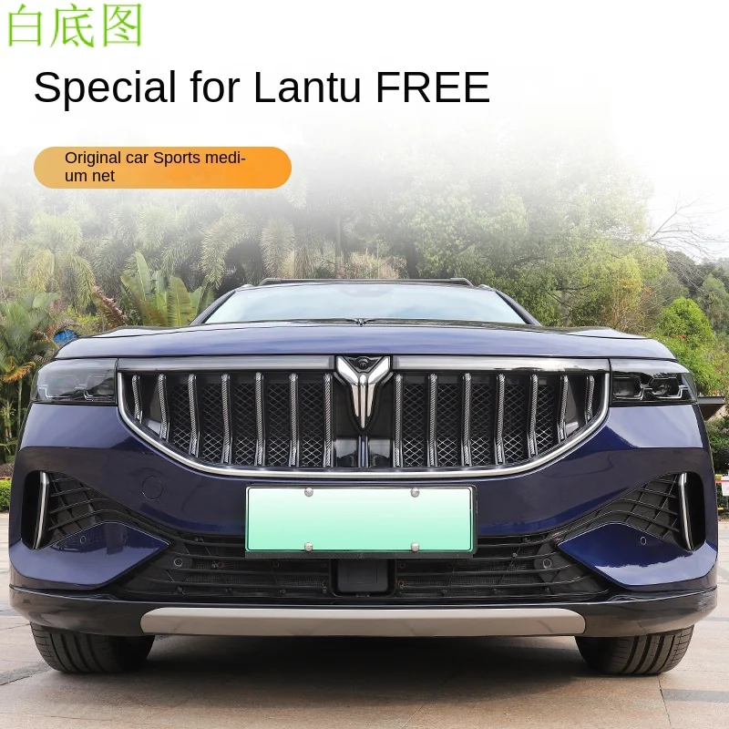 Lantu Free Special Black Middle Mesh Decorative Strip Carbon Fiber Pattern Front Mesh Appearance Modification Accessories Exteri