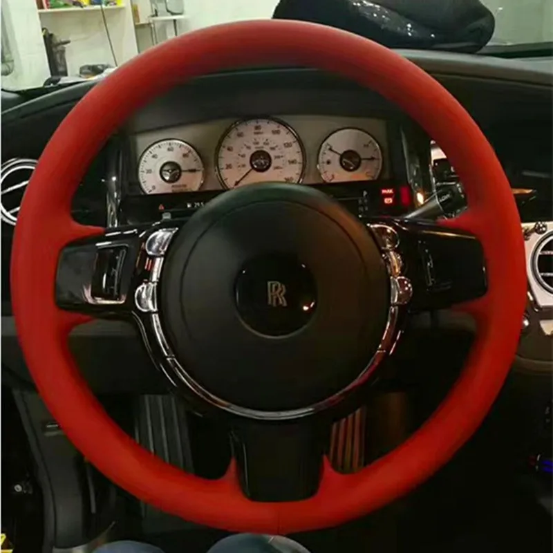 DIY Hand-Stitched Leather Car Steering Wheel Cover for Rolls Royce Ghost Phantom Wraith Interior Car Accessories