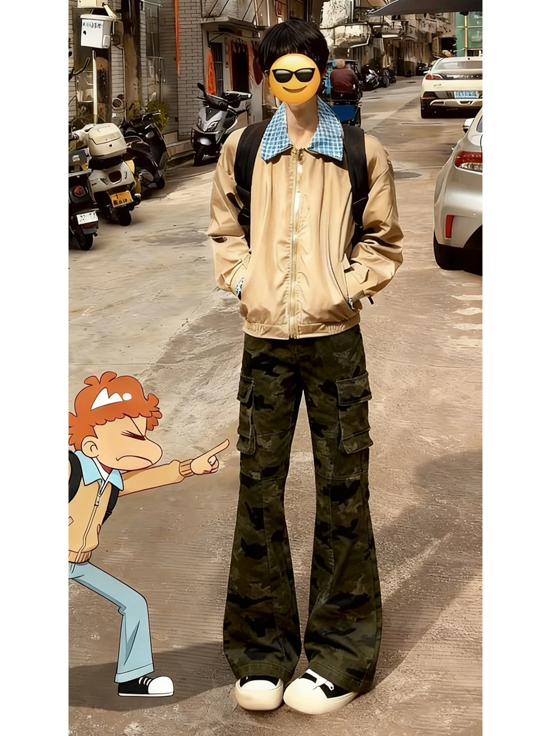 

Cleanfit Camouflage Straight Leg Jeans Men's American High Street Workwear Trousers Slim Fit Bootcut Denim Casual Sporty