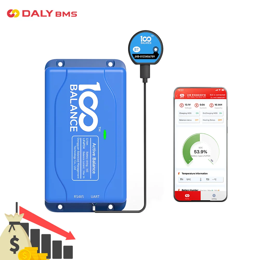 

DALY Smart Active balancer 1A Lifepo4 balancer bluetooth UART Lithium Battery 4S 8S 10S 13S 16S 20S 12V 24V 48V Equalizer