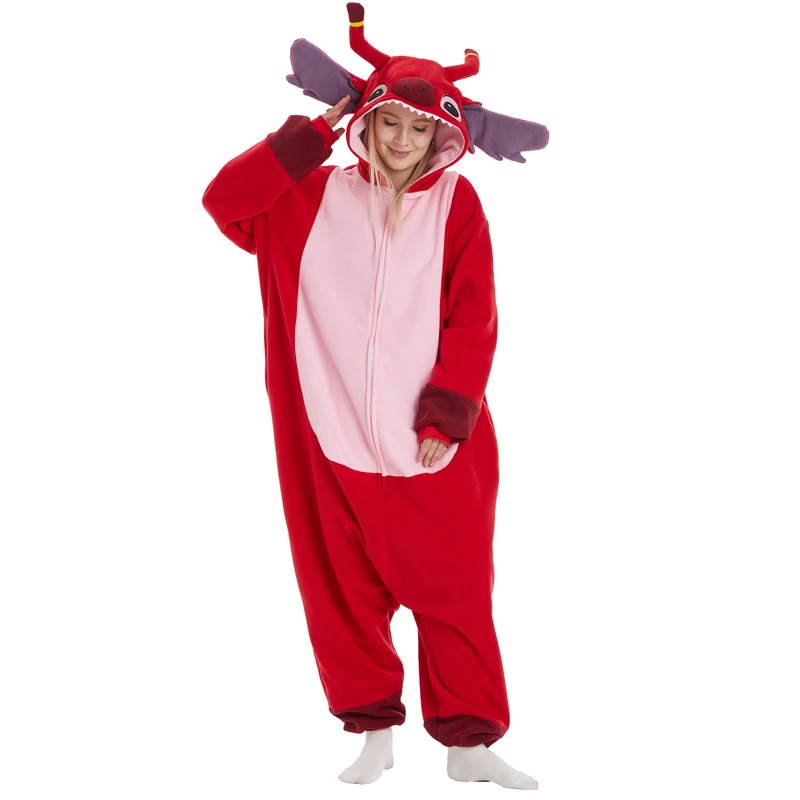 Onesieshow Animal Kigurumi Pyjamas Halloween Onesies Adult Cartoon Red Pajama Cosplay Party Costume Women Homewear