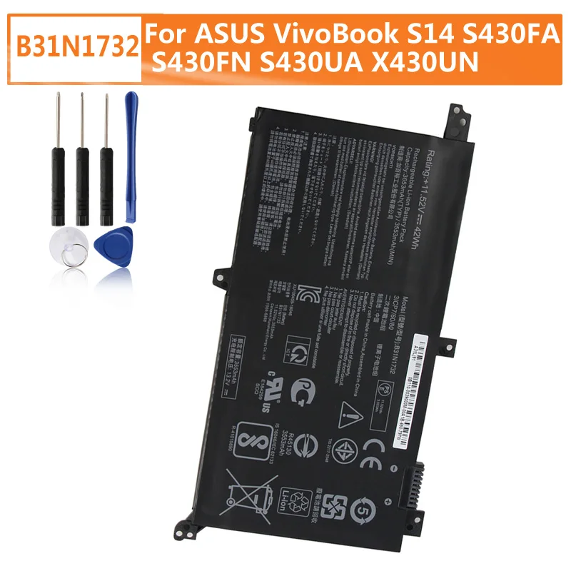 

Brand New Replacement Battery B31N1732 For ASUS VivoBook S14 S430FA S430FN S430UA X430UN V430UF V430 X571 F571 K571 3653mAh