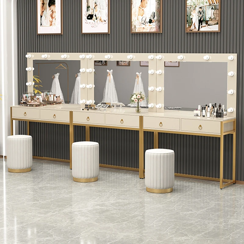 

Photo studio dresser with lamp mirror integrated training school makeup table haircut beauty salon bridal shop makeup table