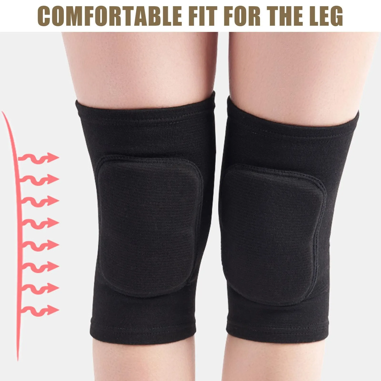 2 Stück Sport-Kompressions-Knieschützer, elastischer Knieschutz, verdickter Schwamm, Kniebandage, Unterstützung für Tanzen, Workout, Training – Detail 14